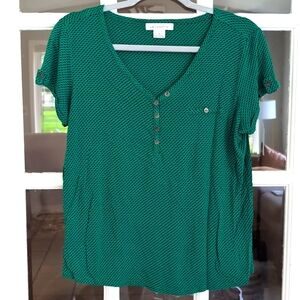 Women's Large Liz Claiborne Shirt Top Blouse Vibrant Green Soft Stretchy